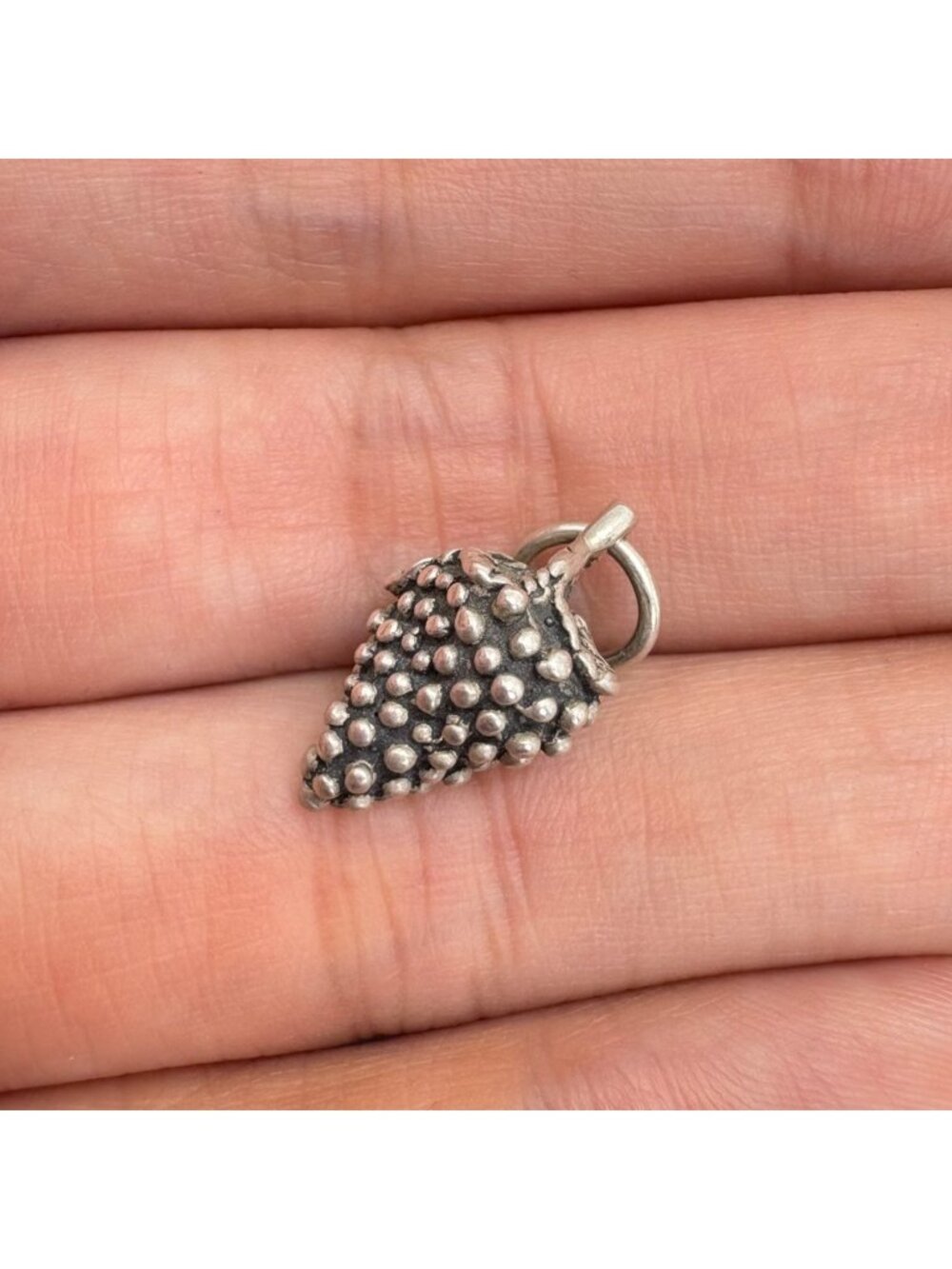 Grape Cluster Textured Charm Vintage Sterling Silver 925 Size 19mm Length